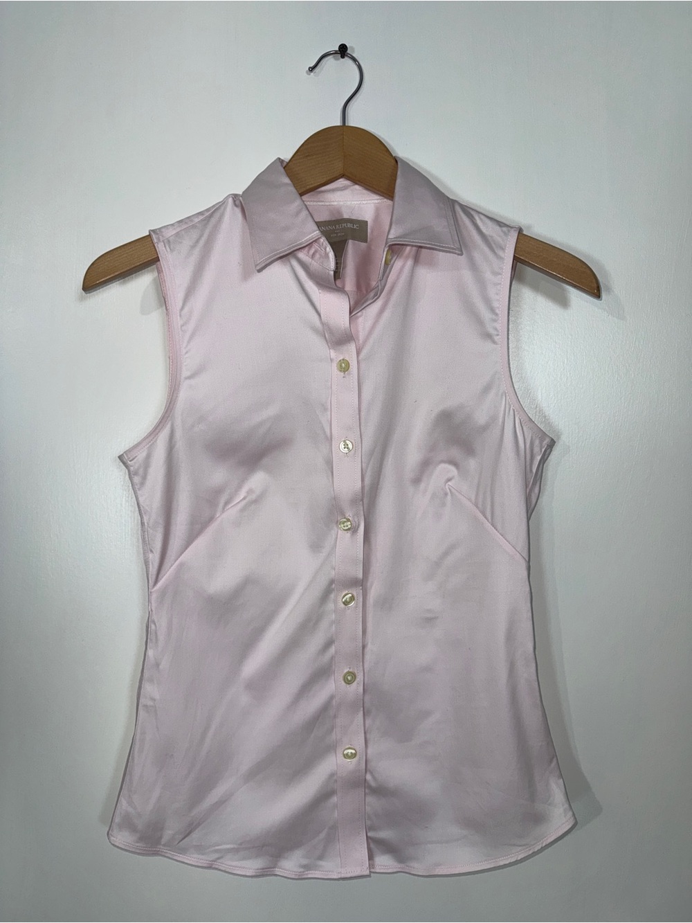 WSH164 {Banana Republic} Light Pink Button Down Sleeveless Tank Top Blouse Shirt